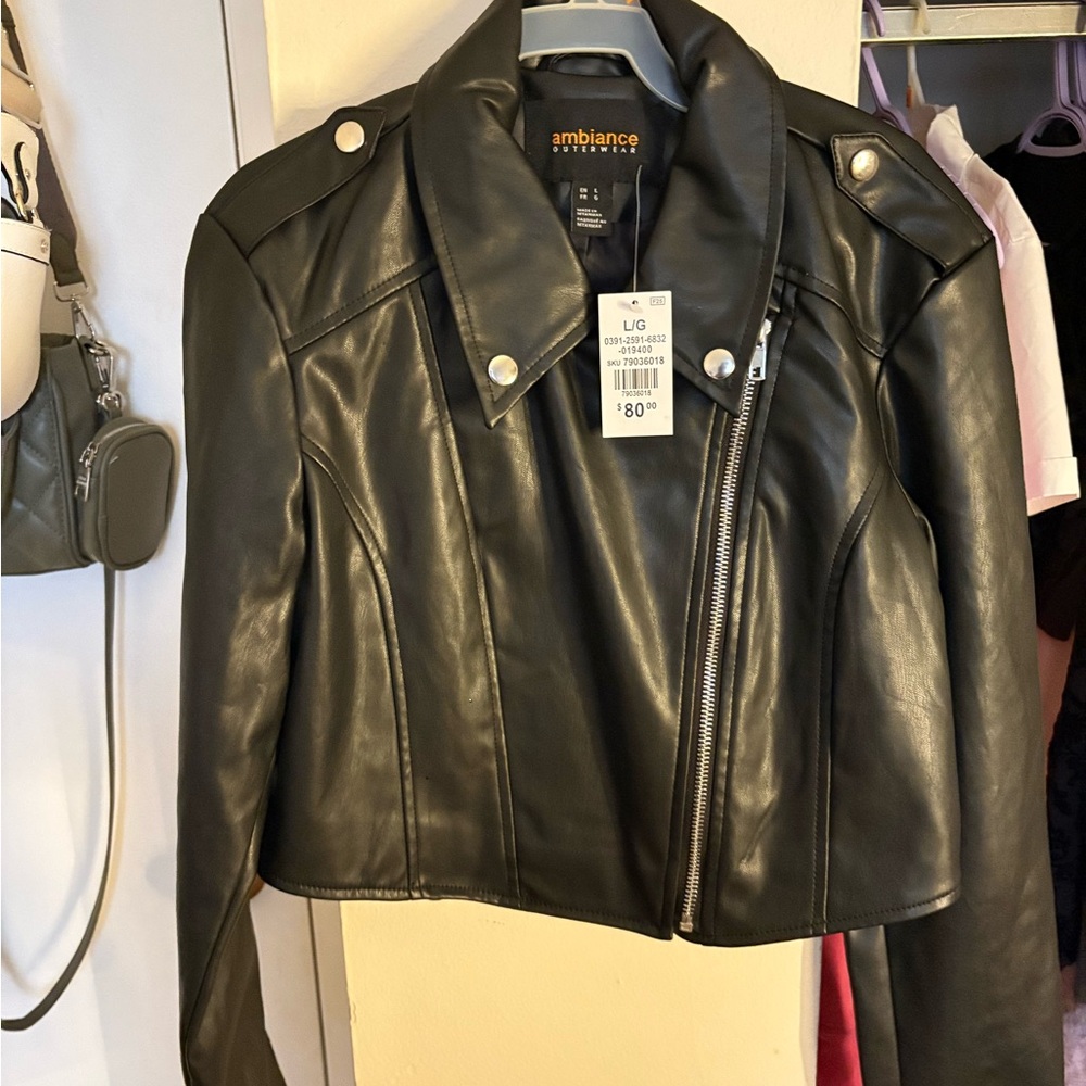 Ambiance Women's Black Leather Jacket